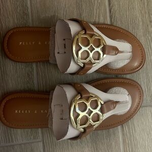 Kelly & Katie Brown and White Sandals